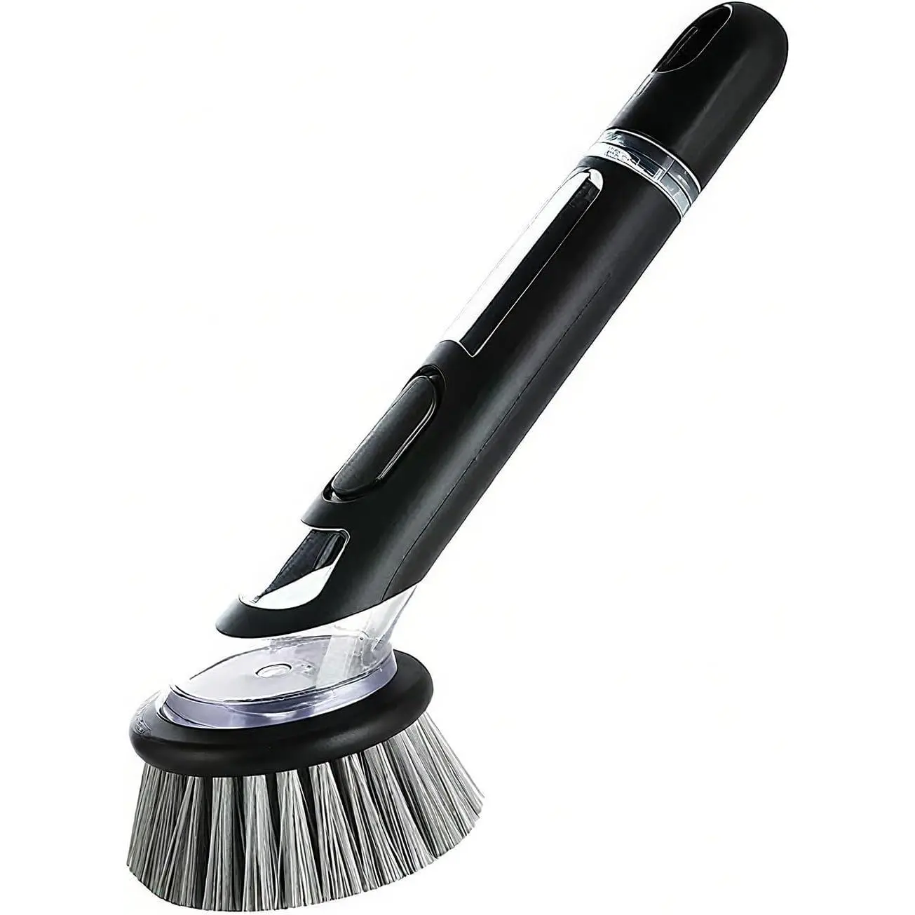Soap Dispensing Dish Brush for Kitchen - Soap Control Dish Brush Scrubber with Handle, Safe on Dishes, Nonstick Cookware, Tubs, Durable, Reusable