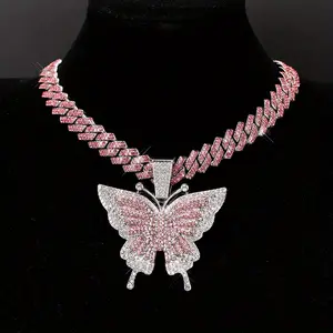 [Elegant Butterfly Necklace] Beautiful and Elegant Colorful Butterfly Pendant Necklace |   Various Colors of Cuba Chain Can Be Selected