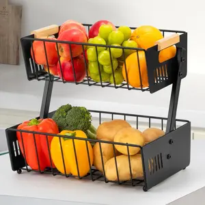 Wetheny Dual-Tier Kitchen Storage Basket