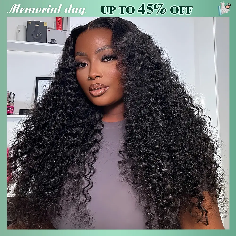 [26‘’ Deep Wave=$149] Tahikie 13x6 Deep Wave Curly Wigs Human Hair Pre Plucked Pre Cut HD Lace Wigs Ready And Go 7x6 Glueless With Drawstring One-Step 13x6 Frontal Lace Curly Wave/ Body Wave/ Kinky Curly / Water Wave Natural Hairline#tiktokshopmemorialday