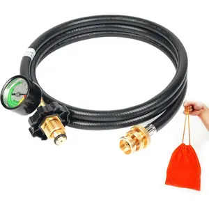 Hose Adapter 1lb to 20lb Converter with Gauge for 5 lb to 40 lb ,Standard P.O.L ,Fitting for Weber Q Grill, Buddy Heater   Tabletop Griddle  Portable Grills