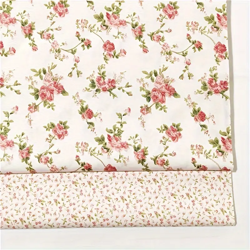 1pc Red Floral Print 100% Cotton Precut - Soft, Breathable & Durable Craft Material for DIY Sewing, Quilting, Doll Clothes, Upholstery & Patchwork - Machine Washable, Sewing Supplies Accessories