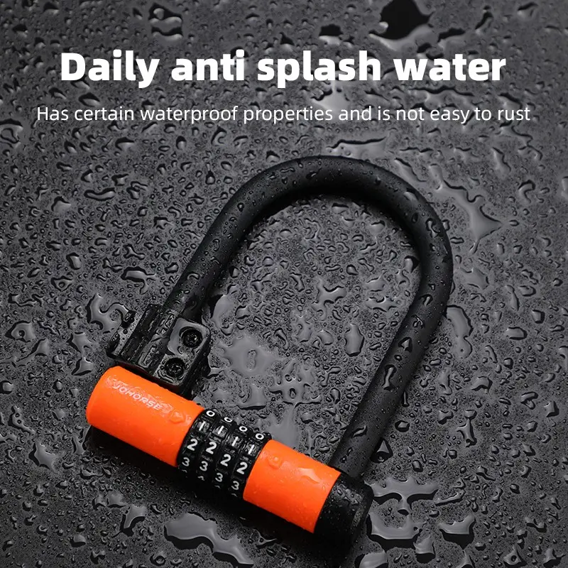 Bicycle U-Lock, Portable Bike Lock Combination with 4-Digit Password, Secure Lock for Bicycles, Luggage, Outdoor Gear, Motorcycles