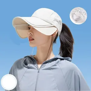 Women's Extra Large Extra Wide Brim Summer Sun Hat - Open Top Ponytail Friendly Baseball Cap for Outdoor Sports Full Face Coverage, Hats for Women for Universal Adults
