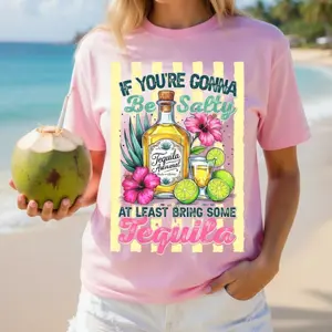 Adult & Youth If You're Gonna Be Salty Bring The Tequila T-shirt, Funny Summer Tee, Retro Summer Drinking Shirt, Adult Humor, Family Holiday Outfits