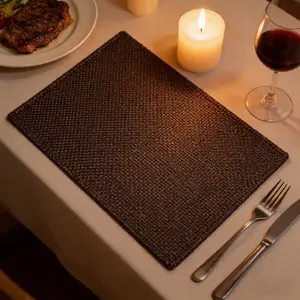 Faux Jute Rectangular Placemats Set of 4/6, Classic Design for Any Decor, Ideal for Daily Use, Family Gatherings, Holidays, Birthdays
