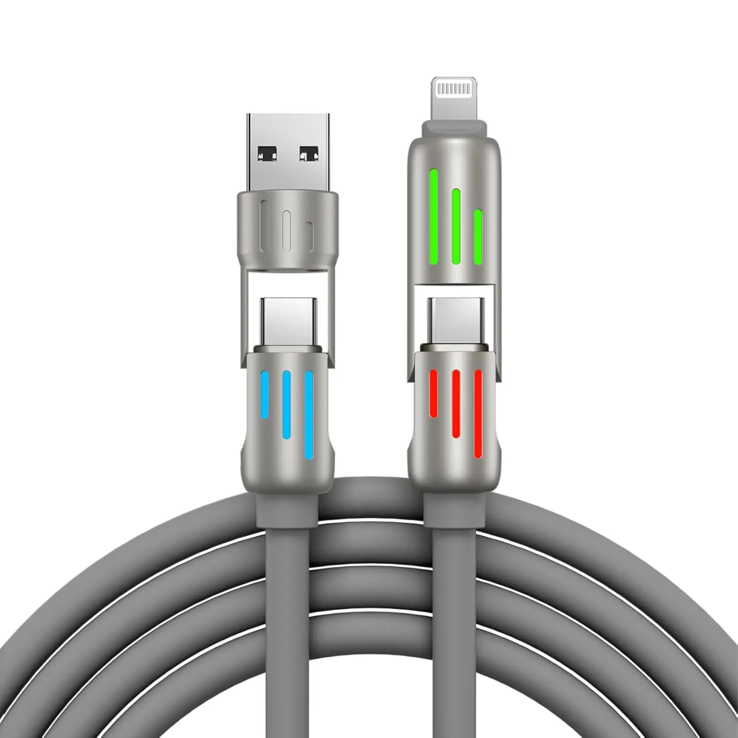 240W 4-in-1 Multi USB-C Fast Charging Cable USB A Type C Lightning -MAX Data Sync for iPhone, Samsung, Android & Laptops, 4FT chargers  Cellphone Smartphone Electronic