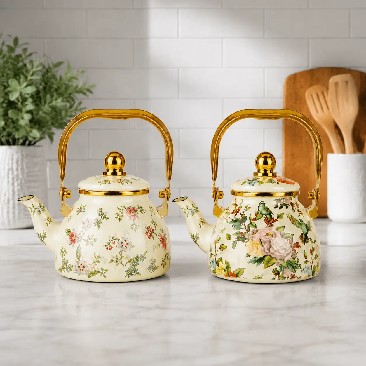 1.2L Thick Enamel Teapot with Handles, Built-in Filter, High-Temperature Resistance & Tea-Water Separation for Kitchen Household Use