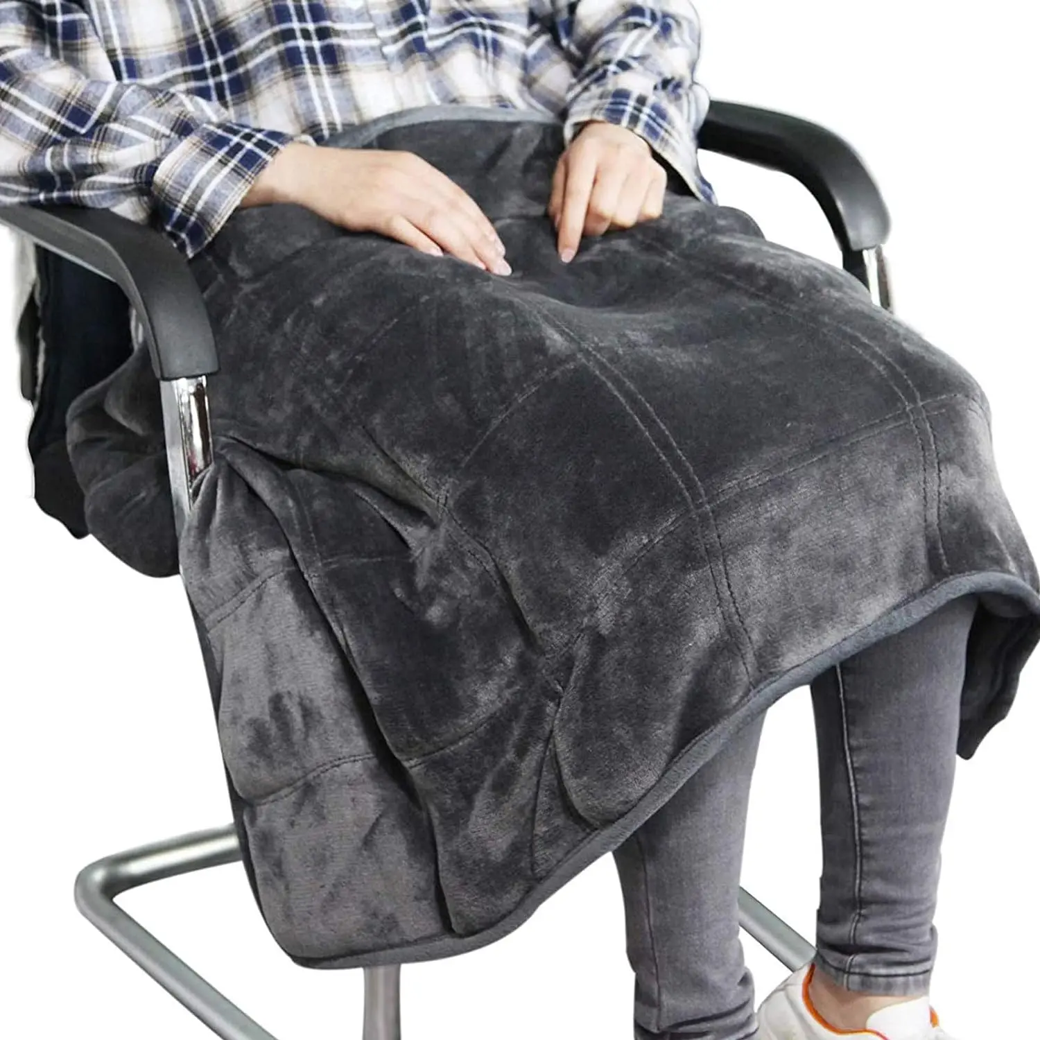 Weighted Lap Blanket for Adults 8 Pounds Small Weighted Throw Blanket Travel Heavy Lap Pad Soft Velveteen Sofa Throw Blanket 39in x 23in 8 Lbs - Dark Grey, Machine Washable