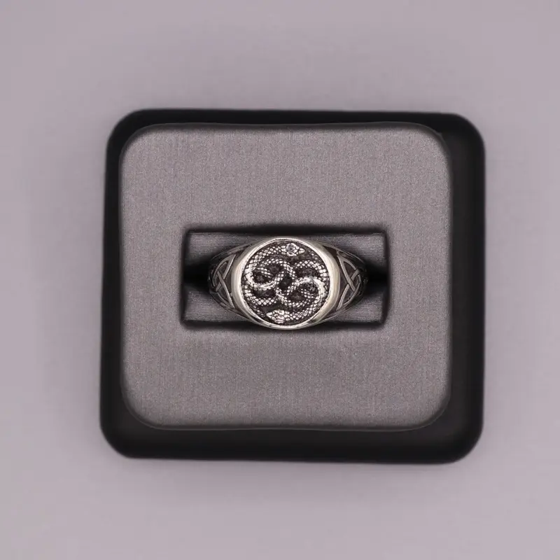 Sterling Silver Plain Ring - Celtic Snakes