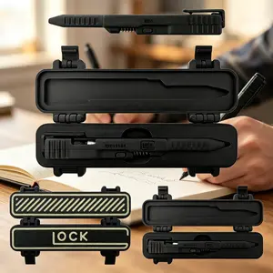 3D Printed Mechanical Slider Pen with Case - Premium Manual Pop-Up Ink Pen, Anti-Anxiety Desk Toy, Everyday Carry Cool Gadget, Gift Choice for Boyfriend