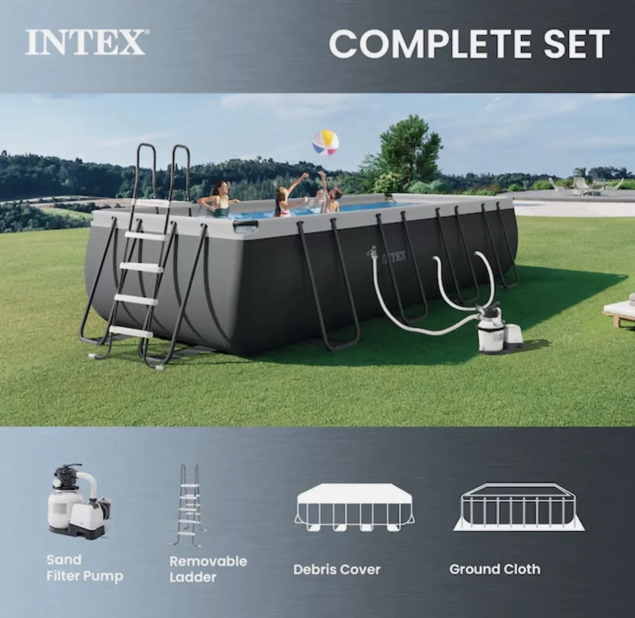 Intex 18x9x52 Above Ground Pool w/ Pump & Ladder
