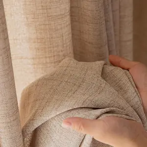 1pc Multi-Color Linen-Textured Semi-Blackout Home Decoration Window Curtain - Breathable Texture, Softens Light, Easy Install, Fits Living/Bedroom/Study/Terrace/Sunroom, Embrace Healing Feel【Grommet Top】