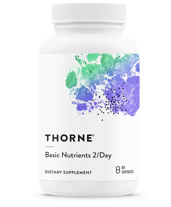 THORNE - Basic Nutrients 2/Day - Comprehensive Daily Multi-Vitamin with Optimal Bioavailability - Vitamin & Mineral Formula - Third-Party Certified - Gluten, Dairy & Soy-Free - 60 Capsules