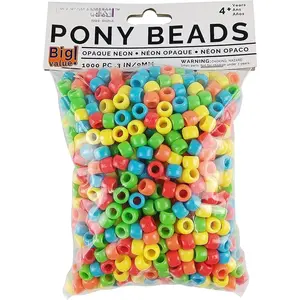 1000+ Neon Multicolor Beads 9x6 Bright Craft Beads for DIY Craft, Bracelets, and Creative Art Projects for 4  Grade  and Plus