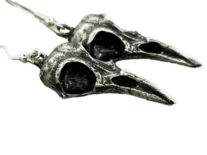 Bird Skull Earrings Made in NYC with Unique Design and Metallic Finish