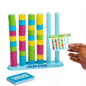 Color Stack Challenge – Easter Basket Stuffers for Kids, A Fast-Paced Color Matching Puzzle Game for Fun Easter Family Game Night, Includes 2 Stack Racks, 50 Challenge Cards, & 80 Rings