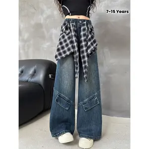 Girls' Jeans In And Autumn, Fashionable And Stylish Autumn Styles, Big Children's Wide Leg Pants, Internet Famous, Explosive Streets, Autumn Loose Children's Pants Suitable Dance, Jazz Dance Performances, Daily Outings