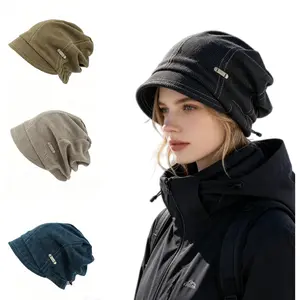 Retro-style Fisherman's Hat for Women Black Casual Street Style Flattering Slimming Pile Beanie Perfect for Spring Summer