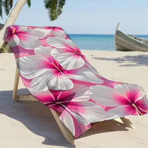 1pc Beach Towel, Microfiber Beach Towel - Quick-drying, Sand-resistant, Lightweight Swimming, Camping, Yoga, Fitness, And Outdoor Activities Pink Flower Hibiscus Oversized Beach Swim Towel Portable