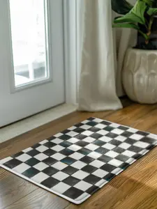 Mackenzie Childs  Courtly Check Doormat ,Non Slip Front Door Mat Outside Absorbent Rubber