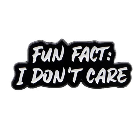 "Fun Fact:I Don't Care" Durable Zinc Alloy Backpack Decoration Pin Badge, Casual Style Design Accessory for All Seasons, Unique English Lettering Decor, Metal Pin