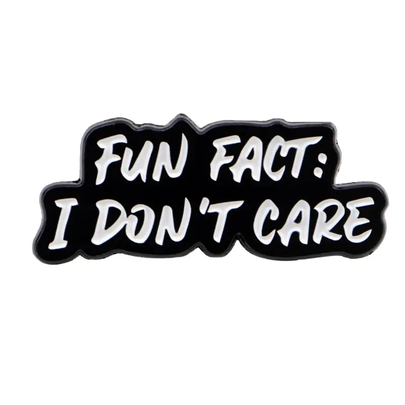 "Fun Fact:I Don't Care" Durable Zinc Alloy Backpack Decoration Pin Badge, Casual Style Design Accessory for All Seasons, Unique English Lettering Decor, Metal Pin