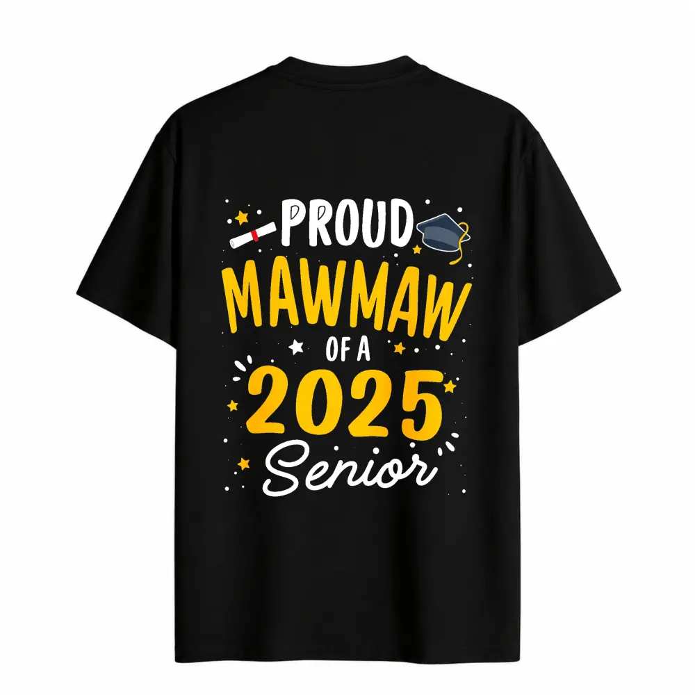 Women's 2025 Senior Graduation Proud Mawmaw Graphic T-Shirt - Smooth Seamless Lightweight Cotton, Relaxed Fit Round Neck Shortsleeve, Streetwear Everyday Top for Spring Summer