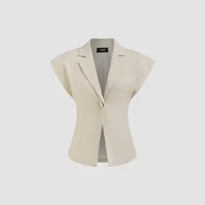 Cider Linen-blend V-neck Dolman Sleeve Blazer Vest