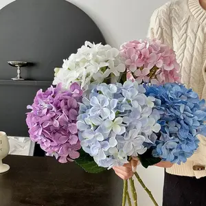 5-Piece Large Artificial Hydrangea Flowers, PVC Fake Flower Stems, Table Centerpiece Decor, Decorative Flower Arrangement, Wedding Bouquet, Artificial Bouquets, Mother's Day, Valentine's Day Gift