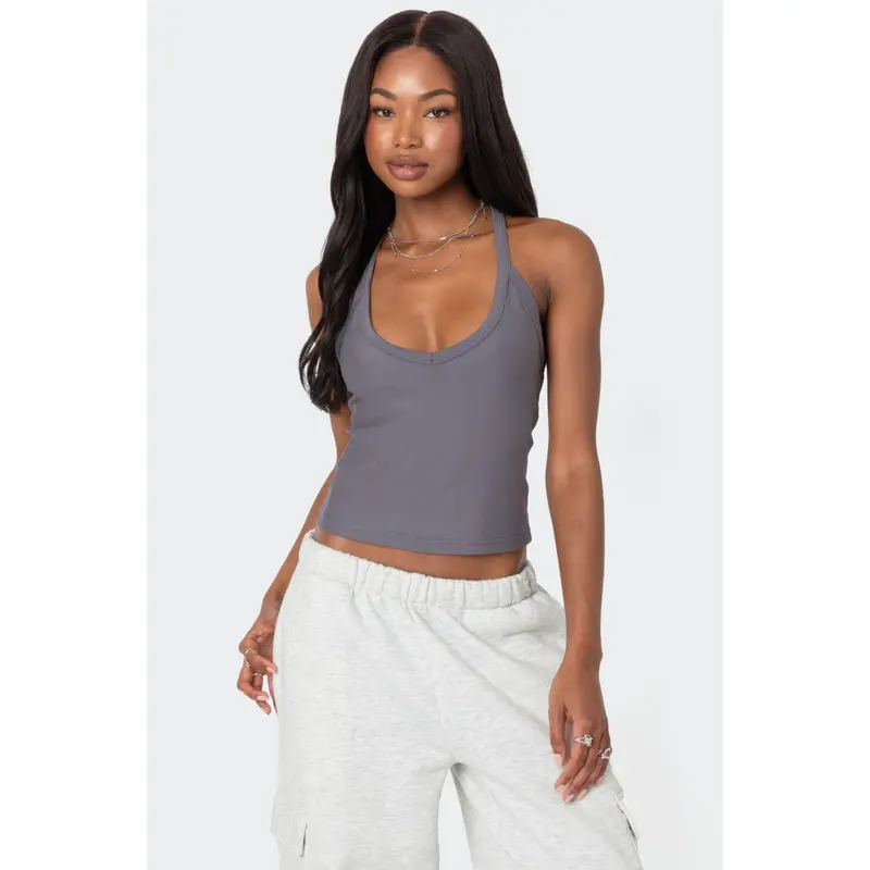 Open Back Triangle Halter Top - TikTok Shop