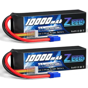 Zeee 4S Lipo Battery 10000mAh 14.8V 120C with EC5 Connector Soft Case RC Battery Compatible with Xmaxx RC Car Truck Tank Racing Hobby Models (2 Pack) rc  4x4