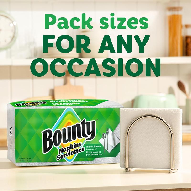 Bounty Paper Napkins White 200 Count 1-Ply Serviettes Thicker More Absorbent Than Before