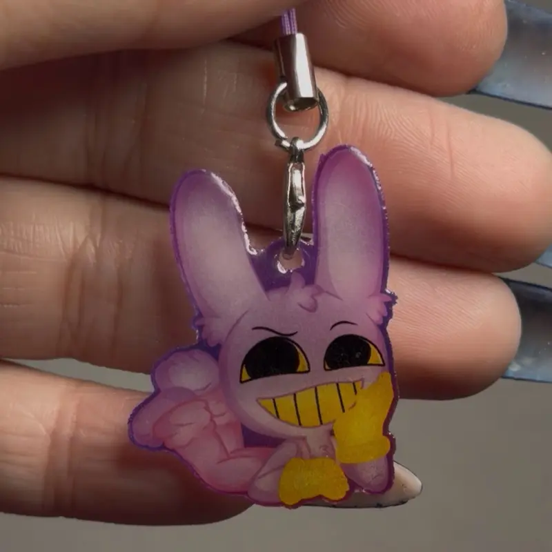 Purple Funny Bunny Jax Handmade Shrinky Dink Resin Keychain