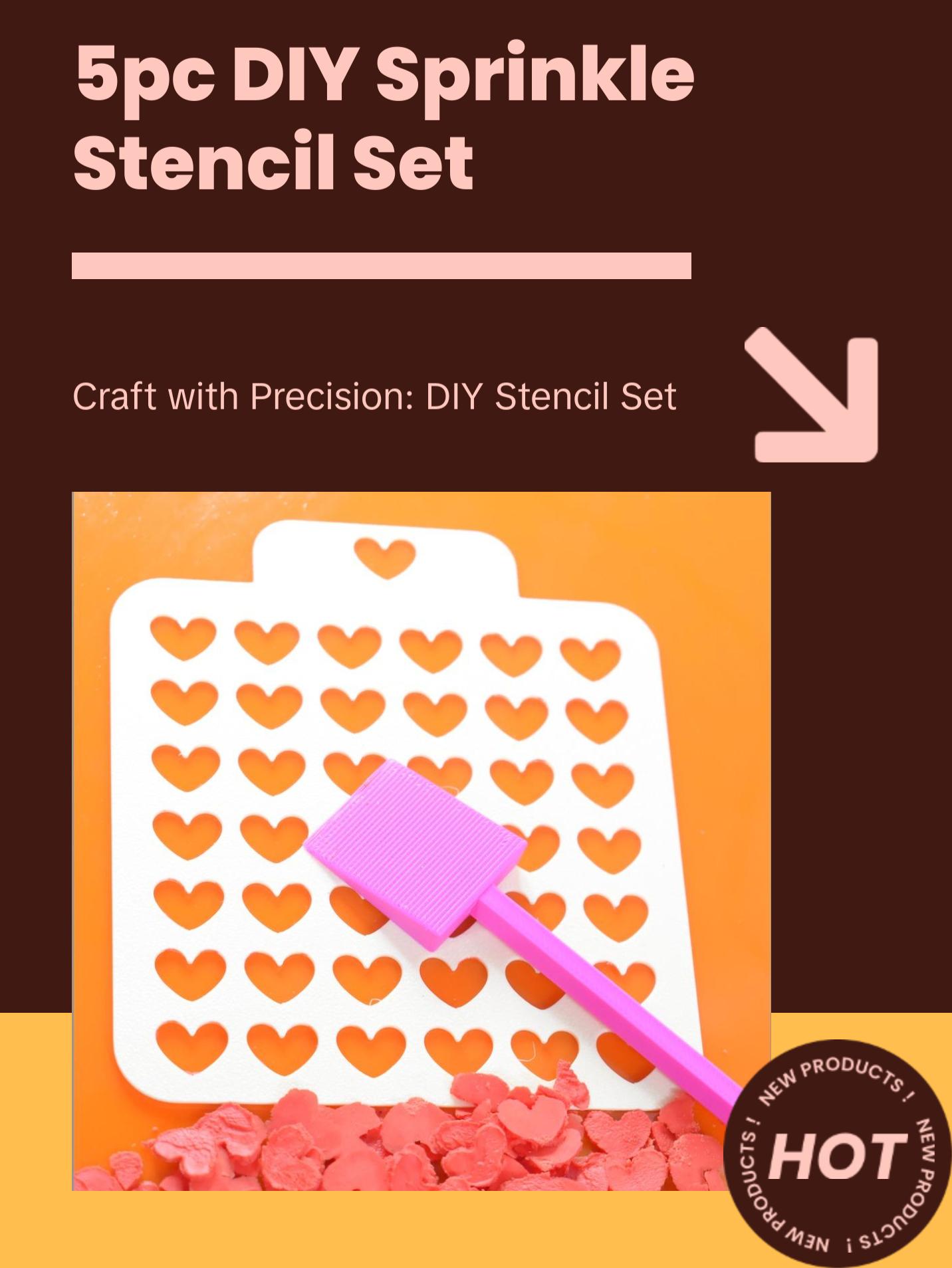 5pc DIY Sprinkle Stencil Set,6,8,10,12mm sizes. Make Your Own Stencils includes FREE SCRIBE