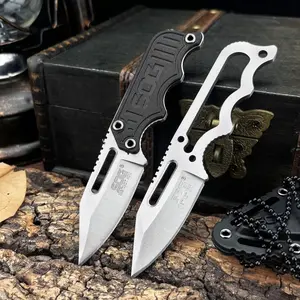 Mini Fixed Blade Knife with Sheath, 5cr15mov Blade, G10 Handle, Portable Necklace Knife, Outdoor Survival Camping Knife, Self-Defense Edc Tool, Tactical Knives