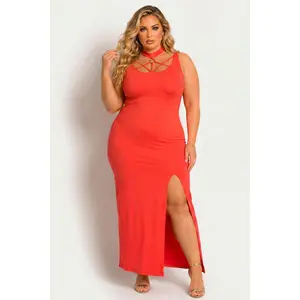 Plus Size Daring Escape Dress - Coral