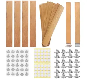 250 Pcs Wooden Candle Wicks Wicks Stickers 5.1 X 0.5 Inch Natural Candle Wood Wicks Stand Candle Cores for DIY Candle Making Craft Wooden Wicks