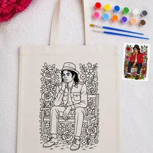 Color Your Own Canvas Tote Bag Paint Kit - Pre Pressed Tote Bag - MJ Pre Drawn Canvas Tote Bag Design