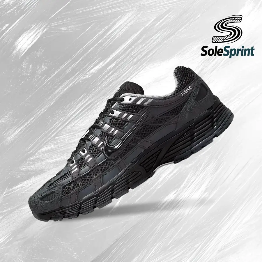 NIKE P-6000 Men's Suede Shoes in Anthracite Metallic Silver, Vintage-Inspired Lifestyle Design with Shock-Absorbing Comfort, Men's Shoes