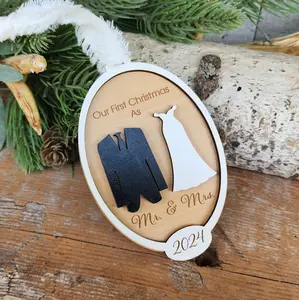 Wedding Ornament, First Christmas Married, Just Married Ornament, Mr and Mrs Ornament, Bride and Groom Ornament, Personalized Wedding Gift