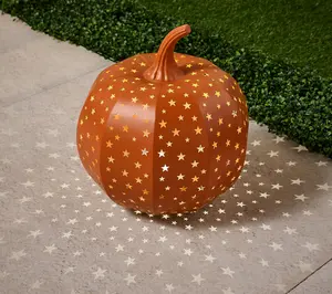 Martha Stewart 15" Illuminated Indoor/Outdoor Stargazer Metal Pumpkin