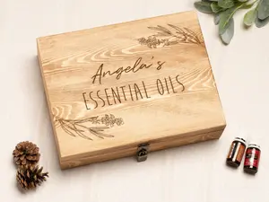 Essential Oil Storage Lock Box with Name & Floral Designs, Personalized