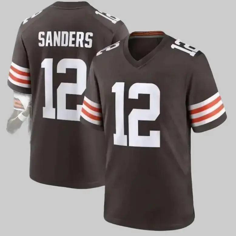 Sanders #12 White Football Game Jersey for Men & Women, Collectible Sports Apparel, Summer Game Day Outfit