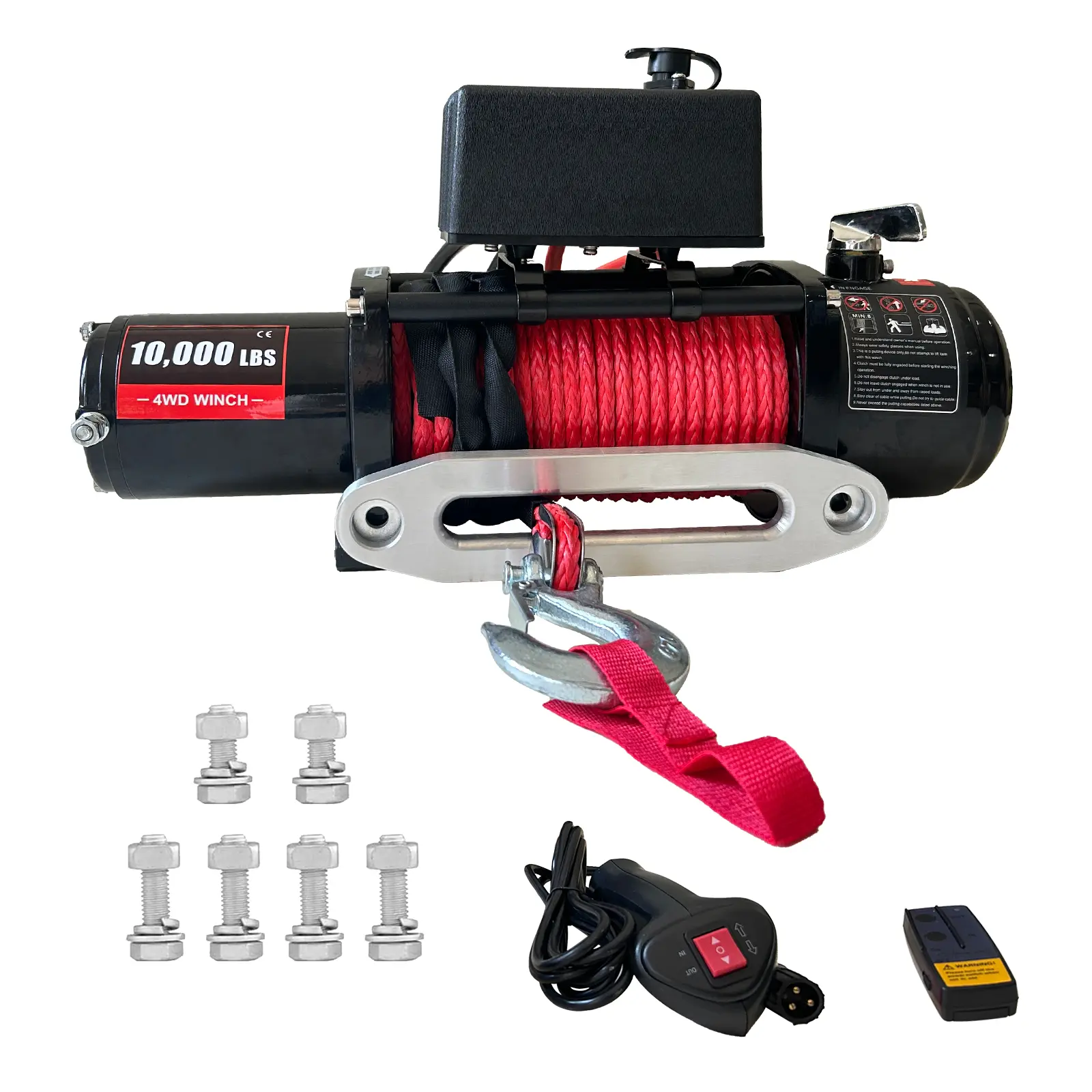 Compact Heavy-Duty Electric Winch, 10000lbs Capacity, 3.0HP Motor, 85ft Synthetic Rope, Wireless Control, Mount Hardware, Mount to Bumper for Trucks/SUVs, Farm or Ranch Tasks, Trailer Loading