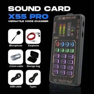 MAOMAO X55 Pro Small Handheld Sound Card Kit Audio Interface Portable Microphone Streaming Device Microphone iPhone