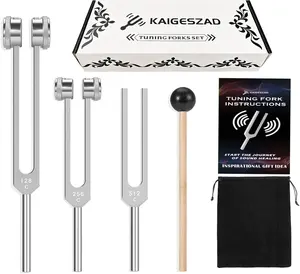 Tuning Set(128Hz,256Hz,512Hz) Medical-Weighted & Unweighted Tuning Fork for Healing Chakra/Sound/Yoga and Meditation Frequency Healing Devices Good Gift for