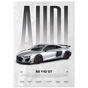 [UNFRAMED POSTER] Audi - R8 V10 - Poster, home living room bedroom, wall art, wall art canvas print, wall decor, un poster