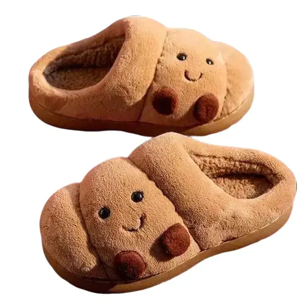 Woman man Funny Croissant Slippers – Cute Cartoon Pastry Design, Fluffy Thick Plush Cozy Warm Slip-On Shoes, Soft Non-Slip Sole, Indoor Outdoor Winter Home Footwear, Comfy Bedroom House Shoes, Unique Holiday Gift, Shoes For Women, Gifts For Women