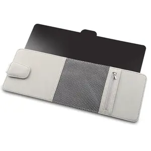 Car Sun Visor Organizer - Magnetic Sunglasses Holder, Card Slots for Driver License & Toll Pass, No-Glare Extender, Universal Fit for Auto, Truck, SUV (Gray)
